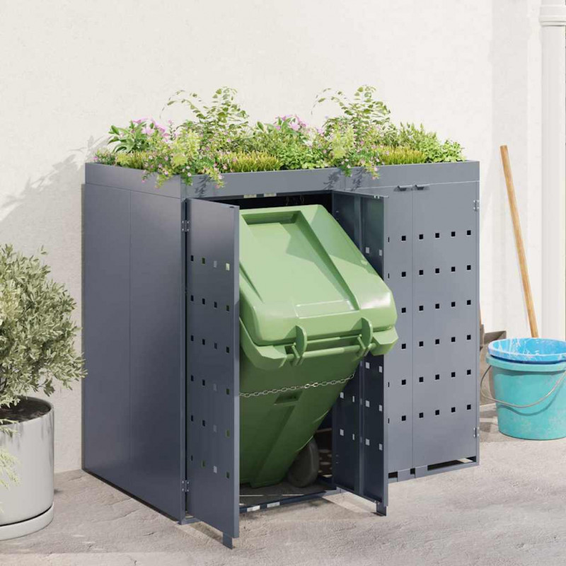 Przechowalnia na 2 kosze na odpady Jasnoszary