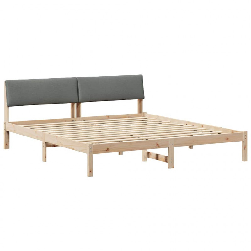 Rama łóżka Z zagłówkiem brązowy i ciemnoszary 200 x 200 cm