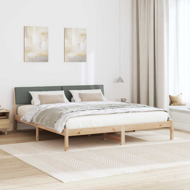 Rama łóżka Z zagłówkiem brązowy i ciemnoszary 200 x 200 cm