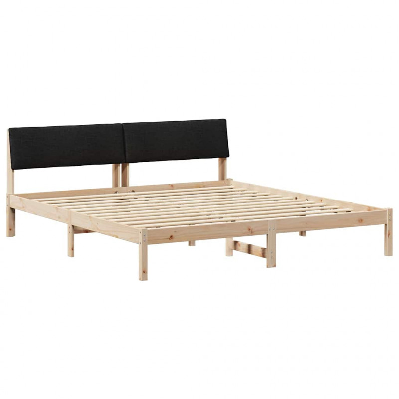 Rama łóżka brązowo-czarny 200 x 200 cm Lite drewno sosnowe