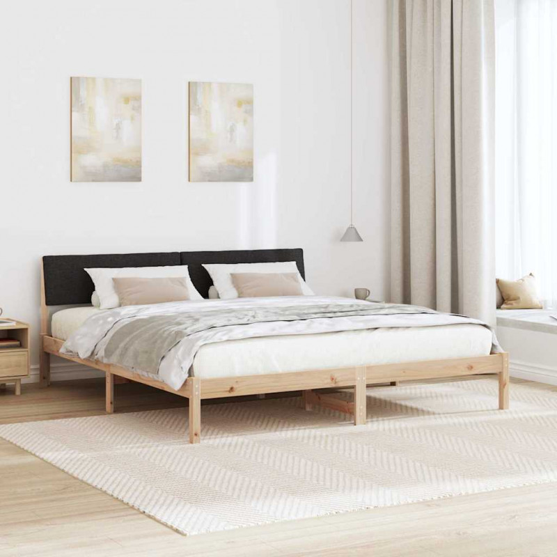 Rama łóżka brązowo-czarny 200 x 200 cm Lite drewno sosnowe