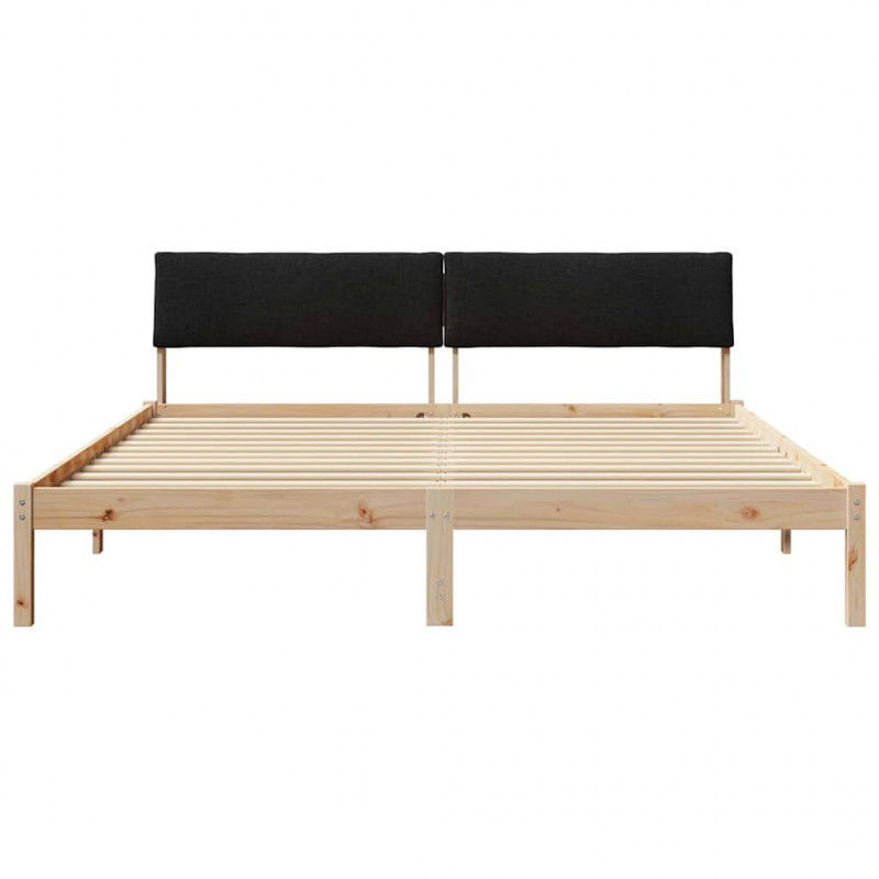 Rama łóżka brązowo-czarny 200 x 200 cm Lite drewno sosnowe