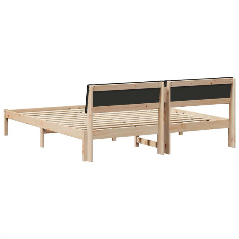 Rama łóżka brązowo-czarny 200 x 200 cm Lite drewno sosnowe