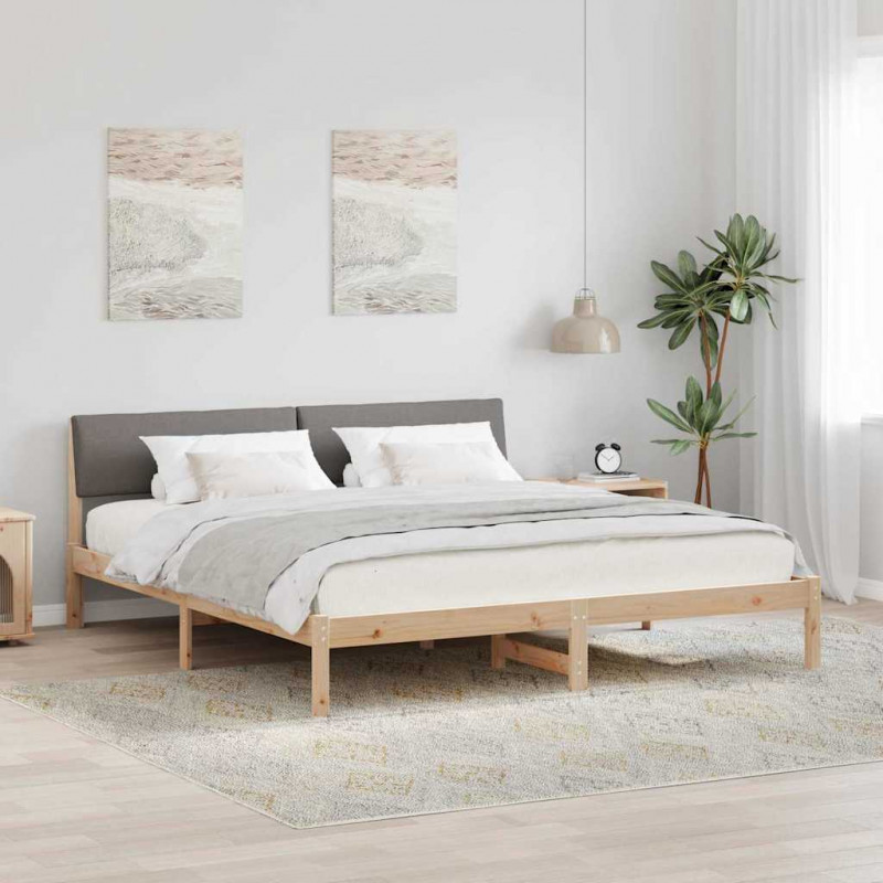 Rama łóżka Brązowy i taupe 200 x 200 cm Lite drewno sosnowe