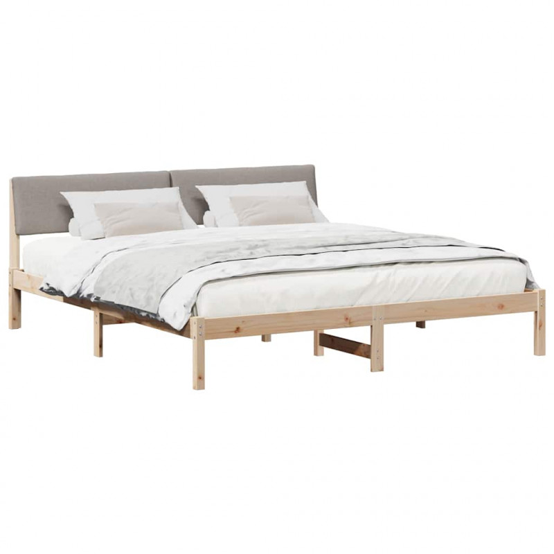 Rama łóżka Brązowy i taupe 200 x 200 cm Lite drewno sosnowe