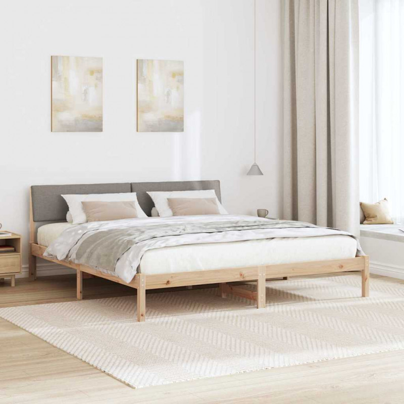 Rama łóżka Brązowy i taupe 200 x 200 cm Lite drewno sosnowe