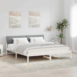 Rama łóżka Biały i jasnoszary 200 x 200 cm Lite drewno sosnowe