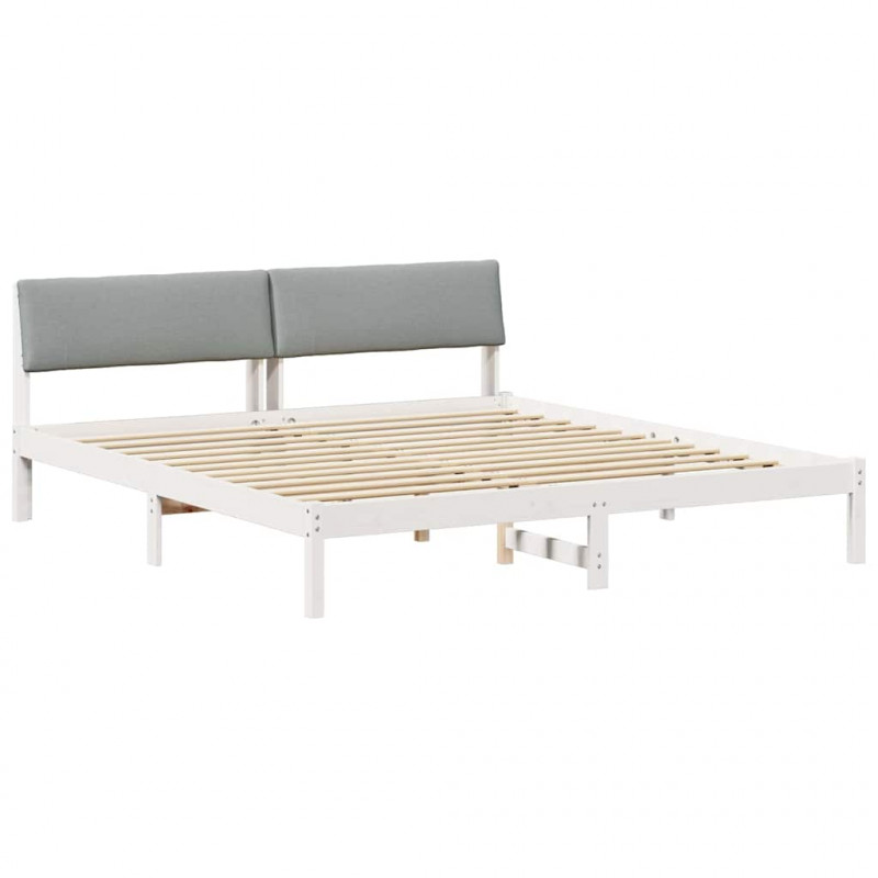 Rama łóżka Biały i jasnoszary 200 x 200 cm Lite drewno sosnowe