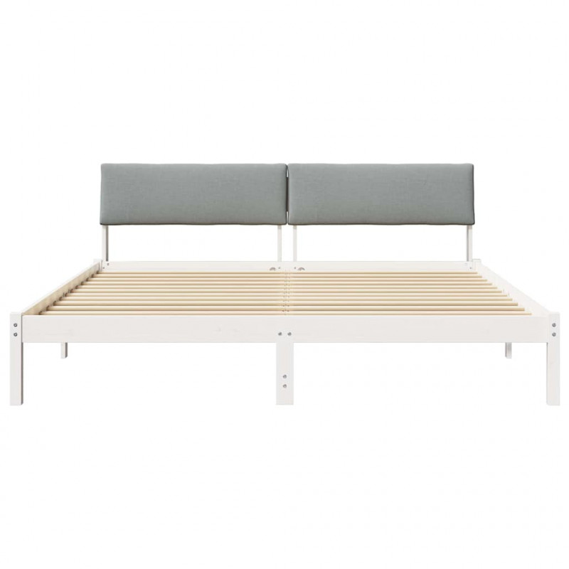 Rama łóżka Biały i jasnoszary 200 x 200 cm Lite drewno sosnowe