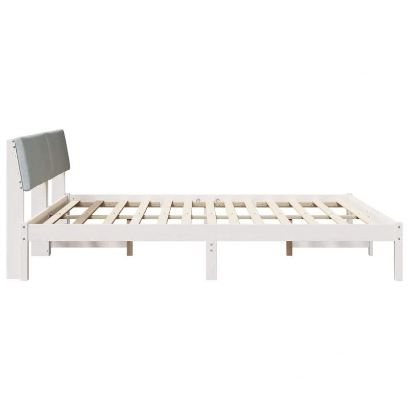 Rama łóżka Biały i jasnoszary 200 x 200 cm Lite drewno sosnowe