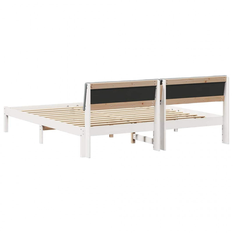 Rama łóżka Biały i jasnoszary 200 x 200 cm Lite drewno sosnowe