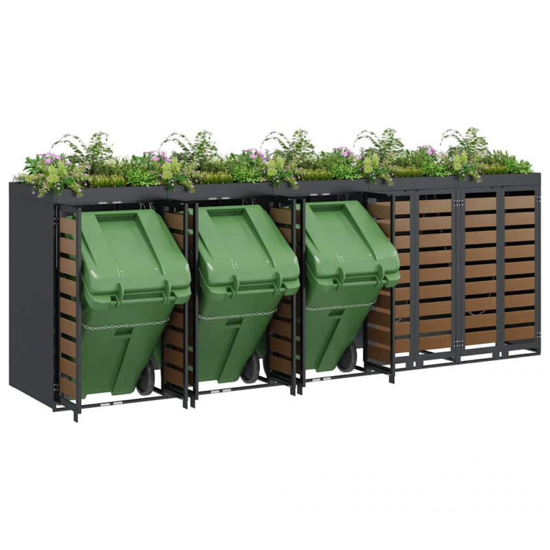 Przechowalnia na 3 kosze na odpady 340 x 77.5 x 115.5 cm Stal