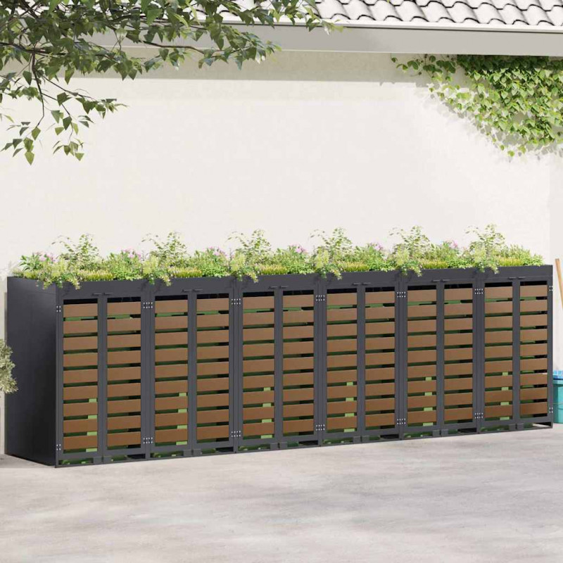 Przechowalnia na 3 kosze na odpady 340 x 77.5 x 115.5 cm Stal