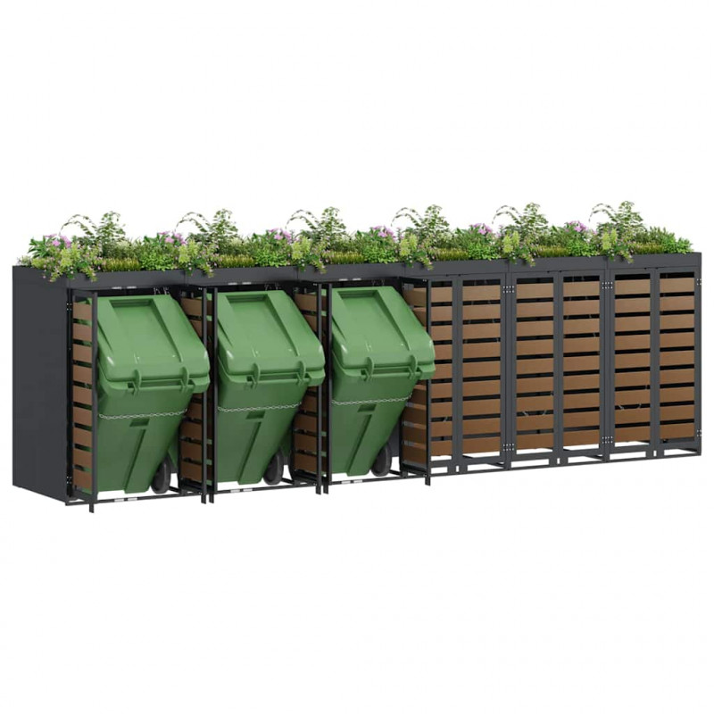 Przechowalnia na 3 kosze na odpady 340 x 77.5 x 115.5 cm Stal