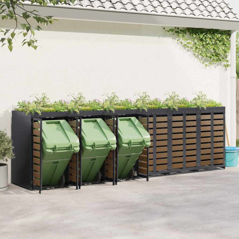 Przechowalnia na 3 kosze na odpady 340 x 77.5 x 115.5 cm Stal