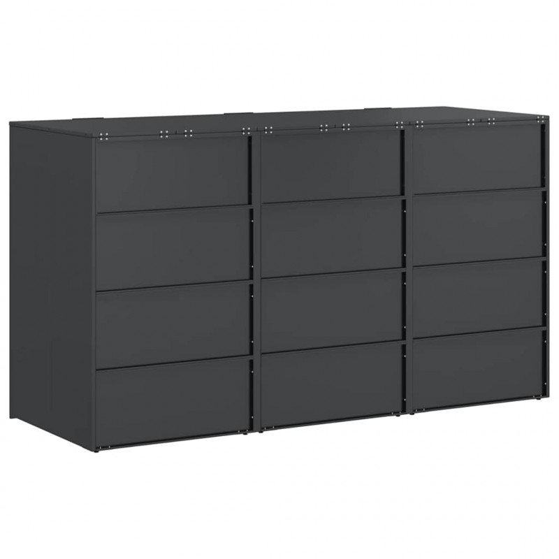 Przechowalnia na 3 kosze na odpady 340 x 77.5 x 115.5 cm Stal