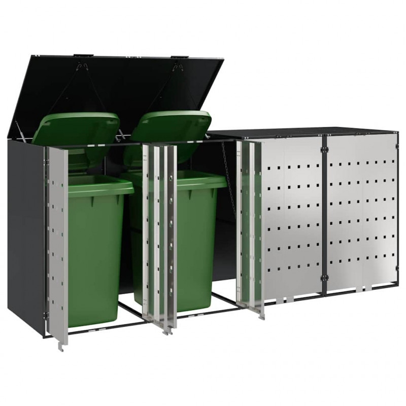 Przechowalnia na 3 kosze na odpady 340 x 77.5 x 115.5 cm Stal