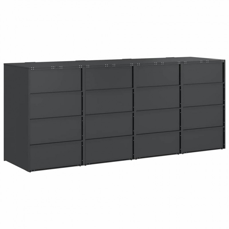 Przechowalnia na 3 kosze na odpady 340 x 77.5 x 115.5 cm Stal