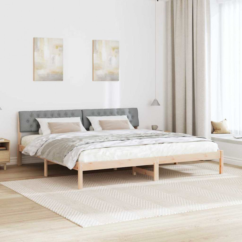 Rama łóżka Z zagłówkiem Brązowy i jasnoszary 200 x 200 cm
