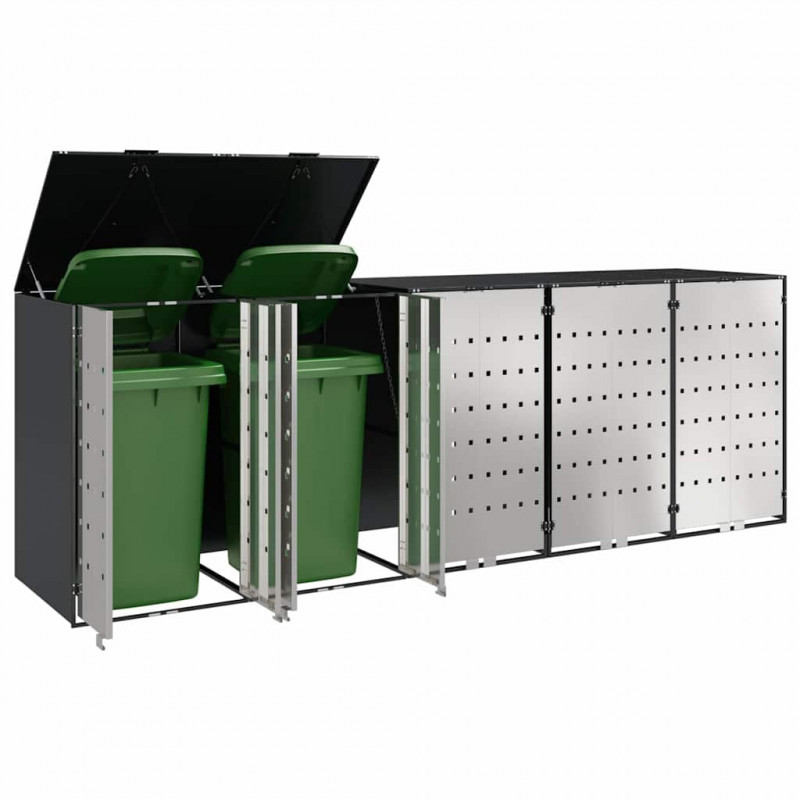 Przechowalnia na 3 kosze na odpady 340 x 77.5 x 115.5 cm Stal