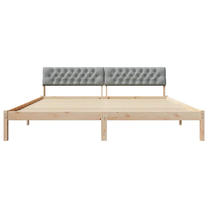 Rama łóżka Z zagłówkiem Brązowy i jasnoszary 200 x 200 cm