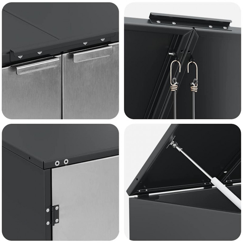 Przechowalnia na 3 kosze na odpady 340 x 77.5 x 115.5 cm Stal