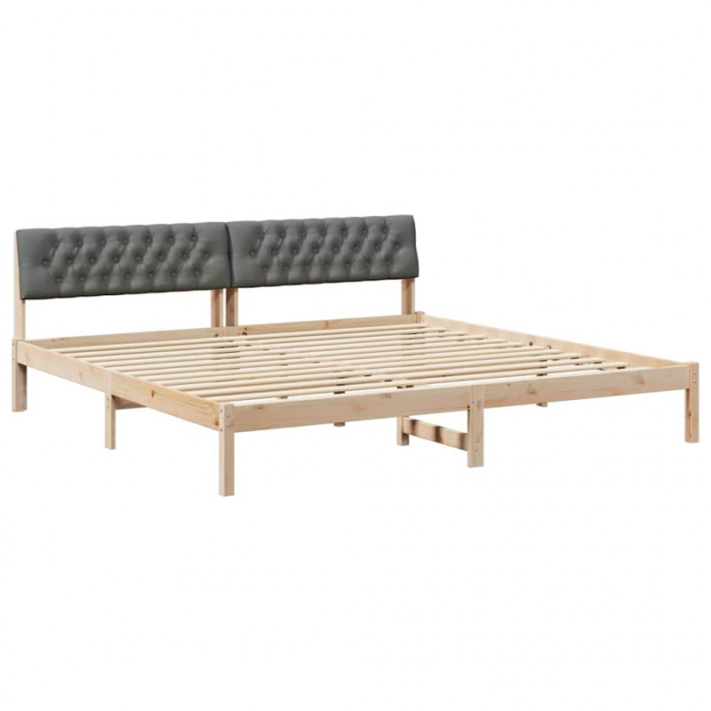 Rama łóżka Z zagłówkiem brązowy i ciemnoszary 200 x 200 cm