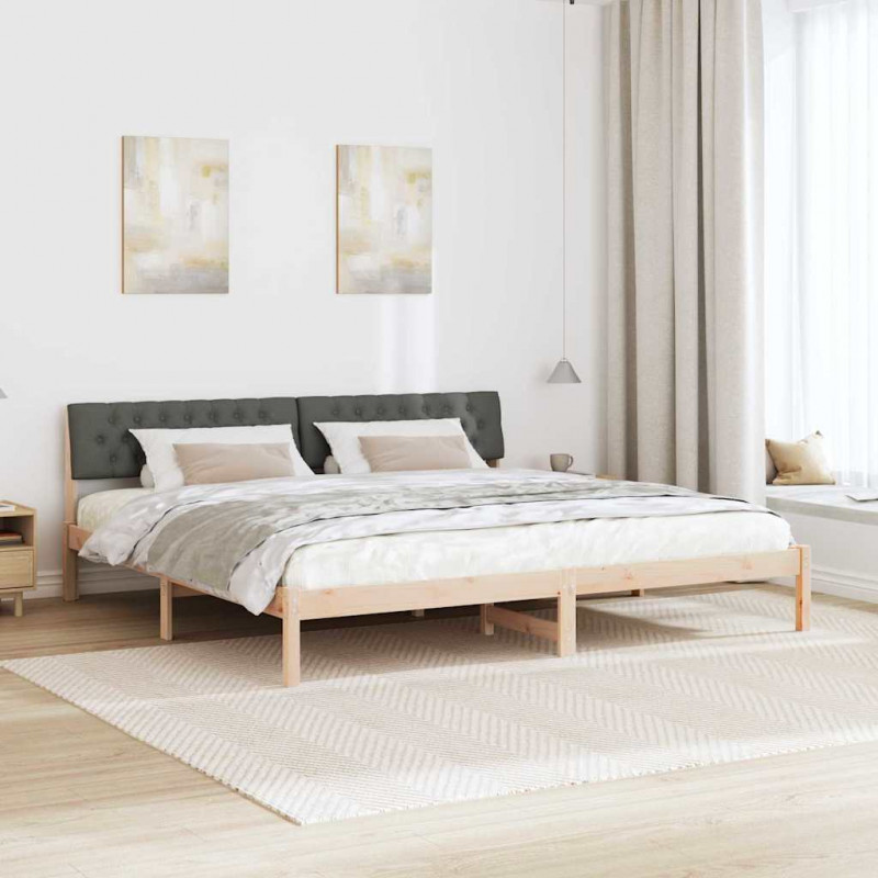Rama łóżka Z zagłówkiem brązowy i ciemnoszary 200 x 200 cm