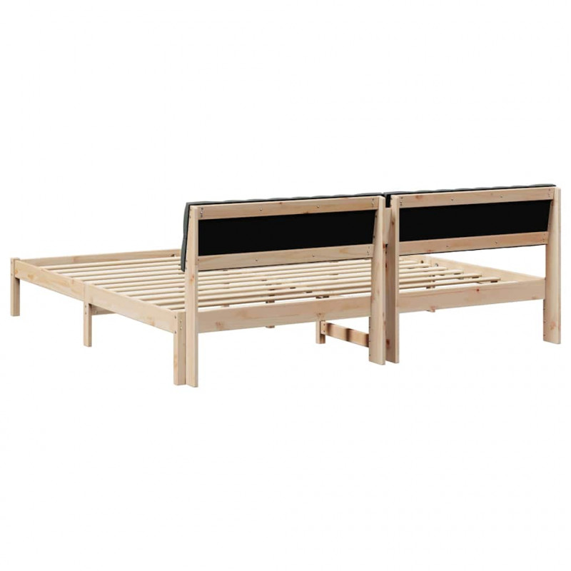 Rama łóżka Z zagłówkiem brązowy i ciemnoszary 200 x 200 cm