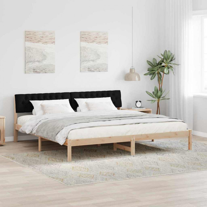 Rama łóżka brązowo-czarny 200 x 200 cm Lite drewno sosnowe