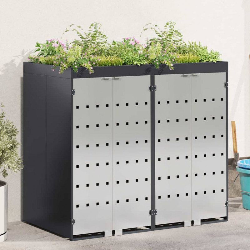 Przechowalnia na 3 kosze na odpady 340 x 77.5 x 115.5 cm Stal
