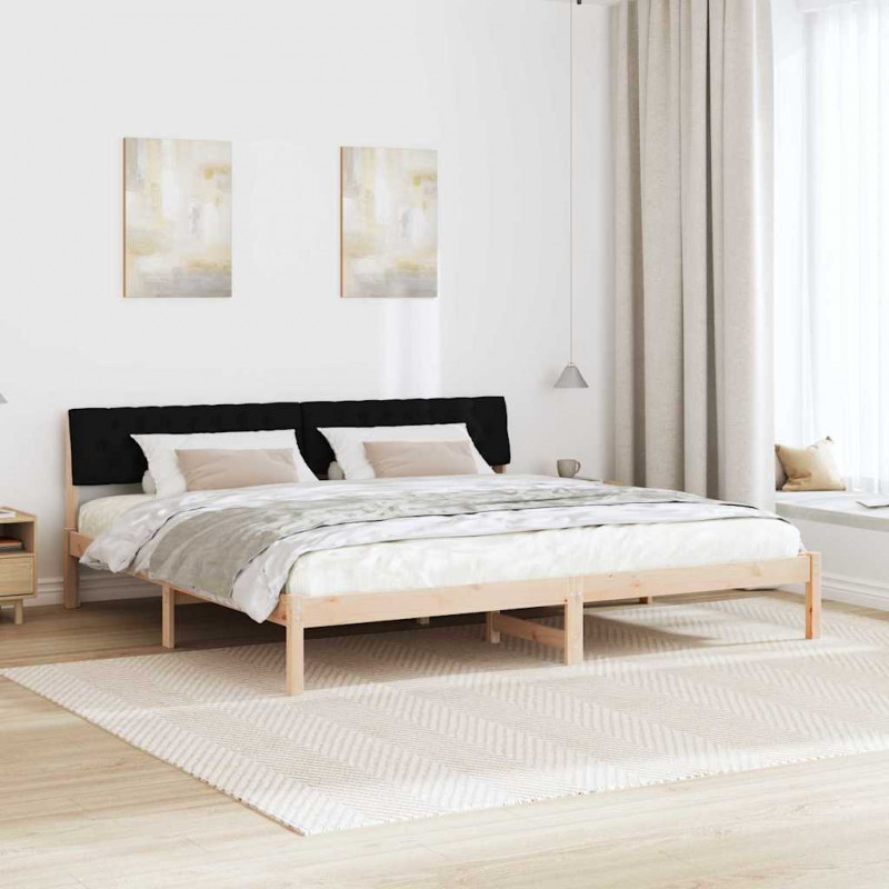 Rama łóżka brązowo-czarny 200 x 200 cm Lite drewno sosnowe