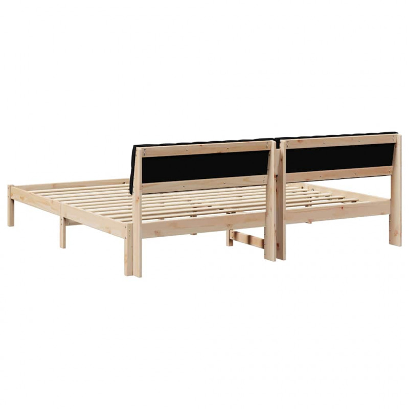 Rama łóżka brązowo-czarny 200 x 200 cm Lite drewno sosnowe