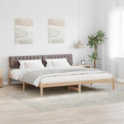 Rama łóżka Brązowy i taupe 200 x 200 cm Lite drewno sosnowe
