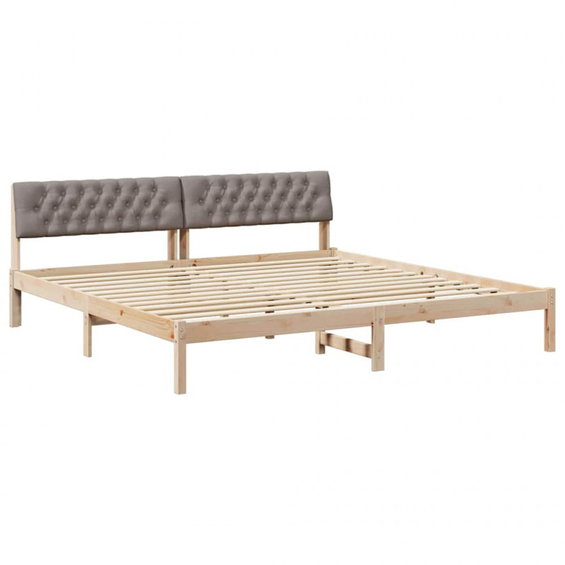Rama łóżka Brązowy i taupe 200 x 200 cm Lite drewno sosnowe