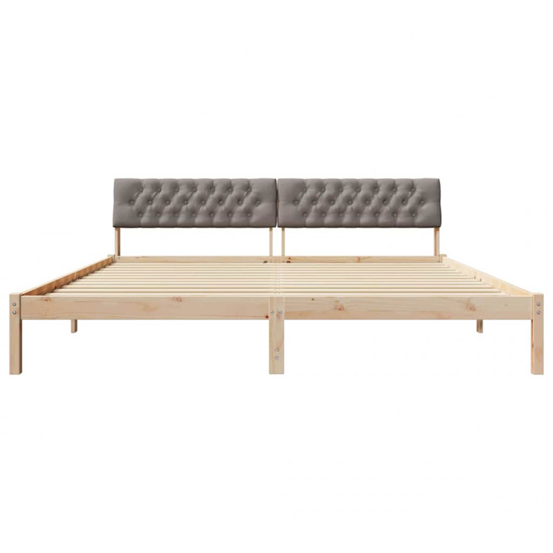 Rama łóżka Brązowy i taupe 200 x 200 cm Lite drewno sosnowe