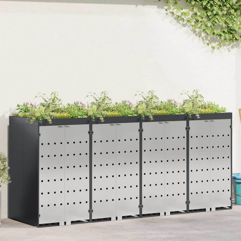 Przechowalnia na 3 kosze na odpady 340 x 77.5 x 115.5 cm Stal
