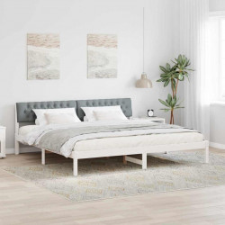 Rama łóżka Biały i jasnoszary 200 x 200 cm Lite drewno sosnowe