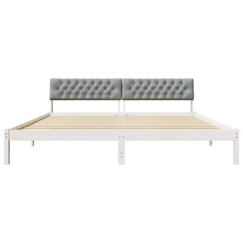 Rama łóżka Biały i jasnoszary 200 x 200 cm Lite drewno sosnowe