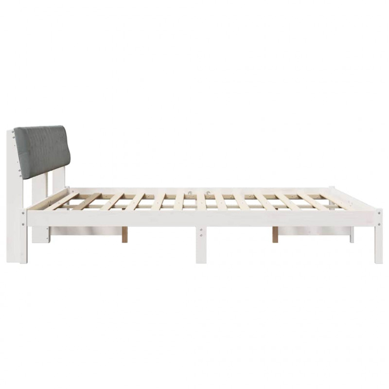 Rama łóżka Biały i jasnoszary 200 x 200 cm Lite drewno sosnowe