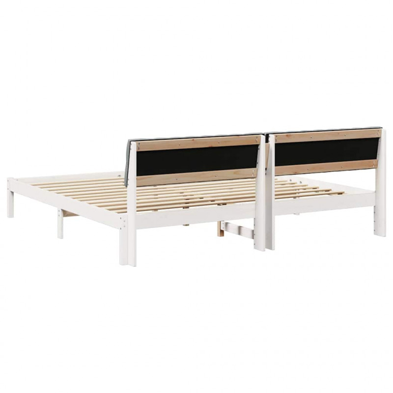 Rama łóżka Biały i jasnoszary 200 x 200 cm Lite drewno sosnowe