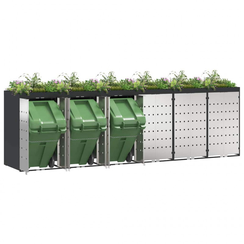Przechowalnia na 3 kosze na odpady 340 x 77.5 x 115.5 cm Stal