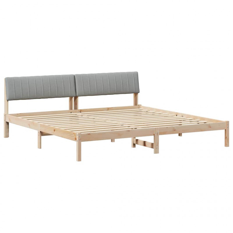 Rama łóżka Z zagłówkiem Brązowy i jasnoszary 200 x 200 cm