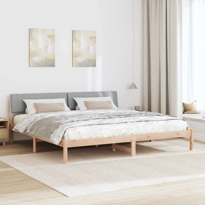 Rama łóżka Z zagłówkiem Brązowy i jasnoszary 200 x 200 cm