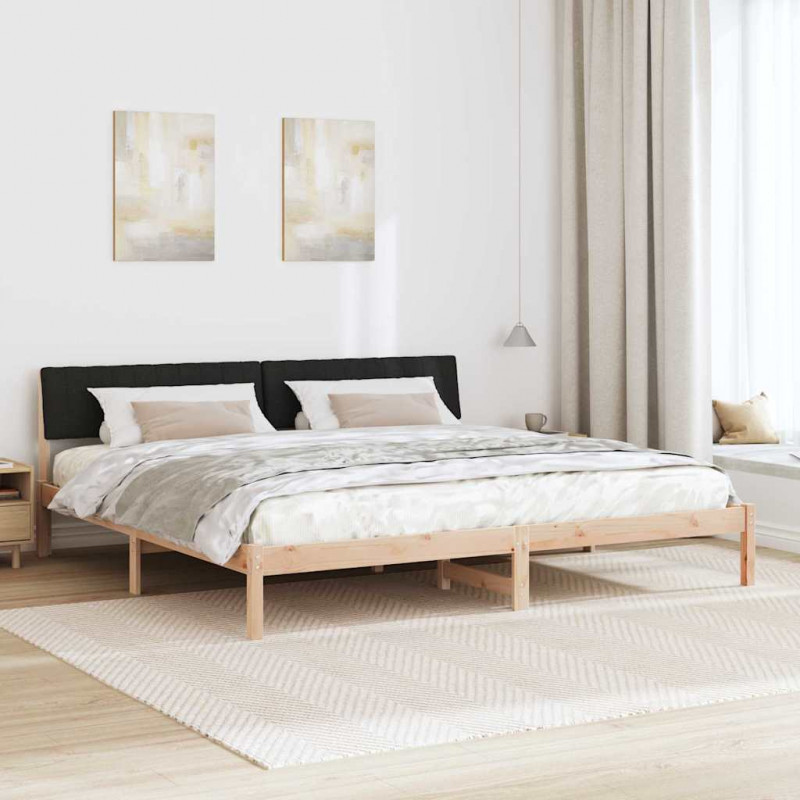Rama łóżka brązowo-czarny 200 x 200 cm Lite drewno sosnowe