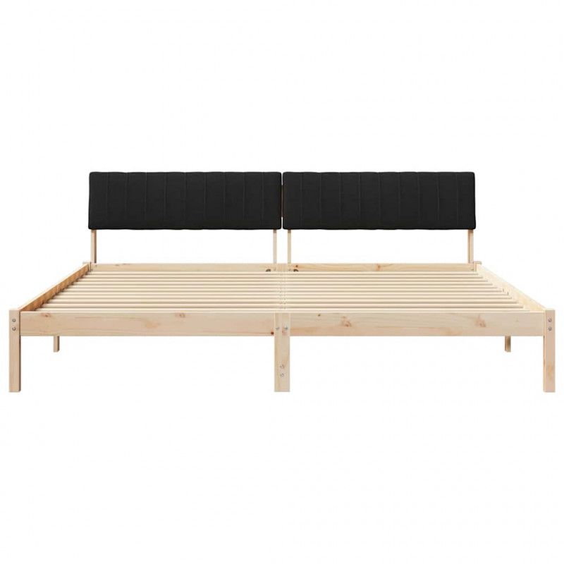 Rama łóżka brązowo-czarny 200 x 200 cm Lite drewno sosnowe