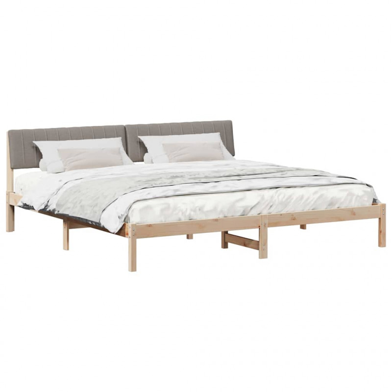 Rama łóżka Brązowy i taupe 200 x 200 cm Lite drewno sosnowe
