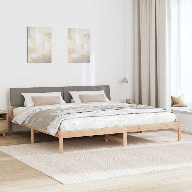 Rama łóżka Brązowy i taupe 200 x 200 cm Lite drewno sosnowe