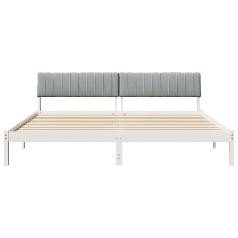 Rama łóżka Biały i jasnoszary 200 x 200 cm Lite drewno sosnowe