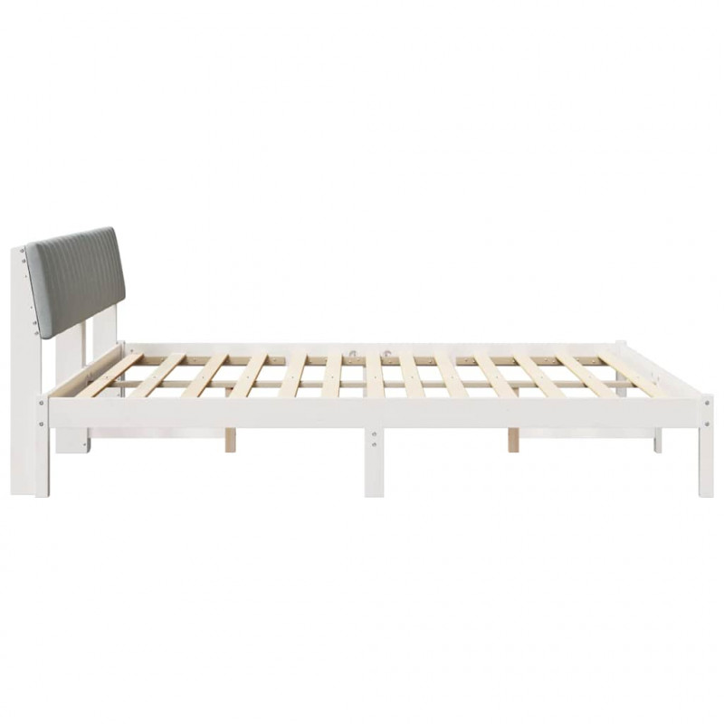 Rama łóżka Biały i jasnoszary 200 x 200 cm Lite drewno sosnowe